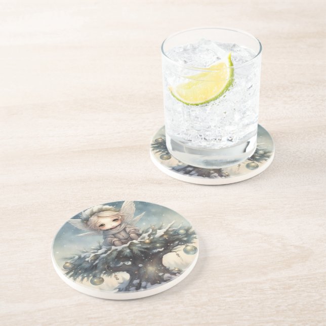 Dessous De Verre En Grès Petit Ange de Noël (Côté)
