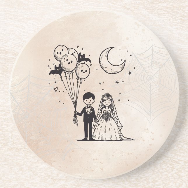 Dessous De Verre En Grès Petit Couple Effrayant (Devant)