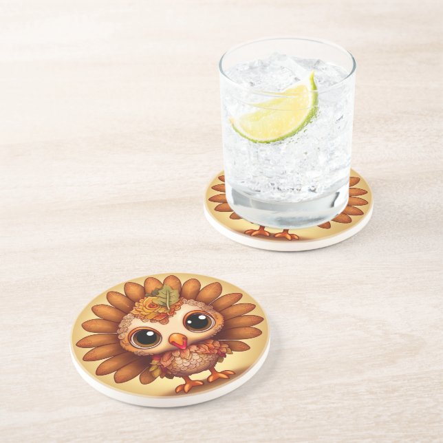 Dessous De Verre En Grès Petit Dinde 4 (Côté)