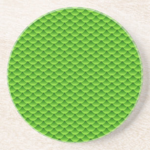 Dessous De Verre En Grès Petit motif vert d'échelle de poissons