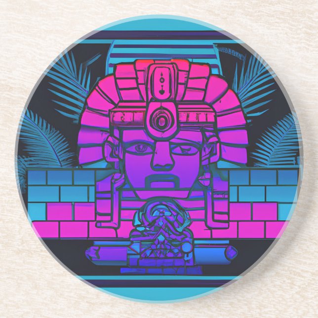 Dessous De Verre En Grès Pharaon Synthwave (Devant)