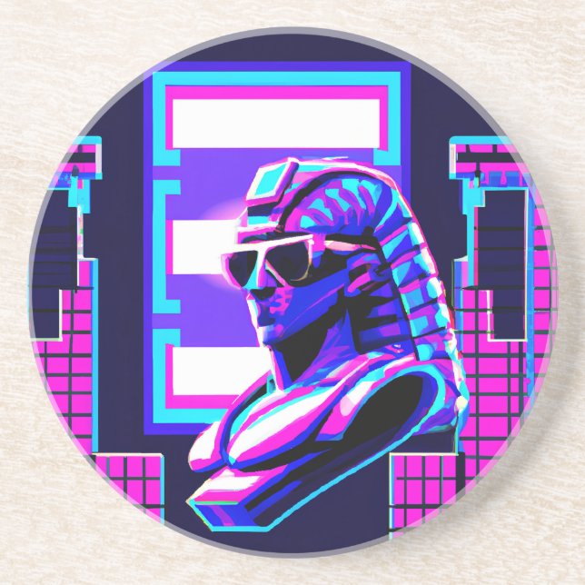 Dessous De Verre En Grès Pharaon Synthwave (Devant)