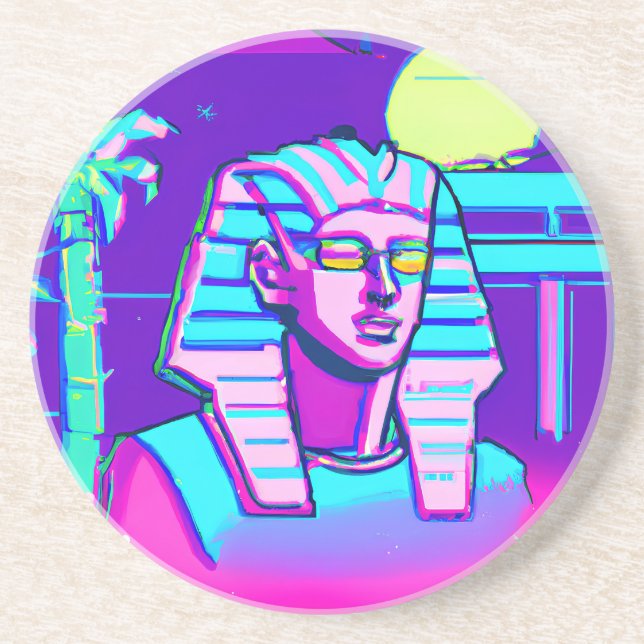 Dessous De Verre En Grès Pharaon Synthwave (Devant)