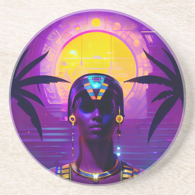 Dessous De Verre En Grès Pharaon Synthwave (Devant)