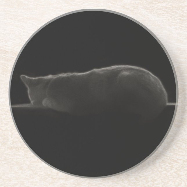 Dessous De Verre En Grès Photo de chat couché (Devant)