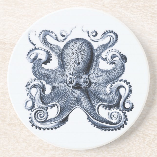 Dessous De Verre En Grès Photo de la marine Blue Octopus par Ernst Haeckel (Devant)