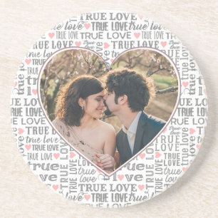 Dessous De Verre En Grès Photo en forme de coeur Véritable Valentin d'amou