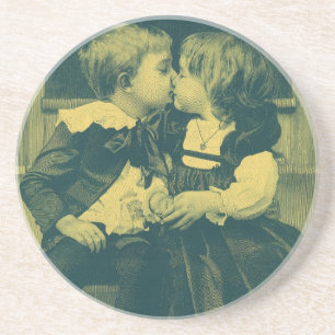 Dessous De Verre En Grès Photo vintage d'amour et de romance, Enfants s'emb