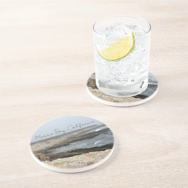 Dessous De Verre En Grès Photographie de l'océan à Morro Bay Californie (Côté)