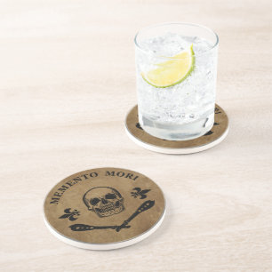 Dessous De Verre En Grès Phrase latin - Saisir le Jour - Crâne Memento Mori