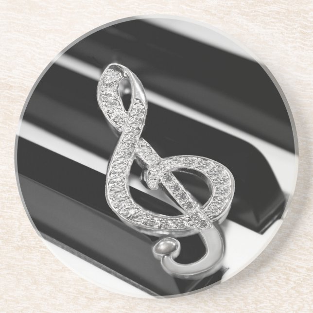 Dessous De Verre En Grès Piano et musique Gclef (Devant)