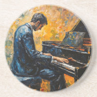 Piano Player - Peinture à l'huile