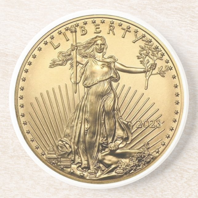 Dessous De Verre En Grès Pièce American Eagle Gold (Devant)
