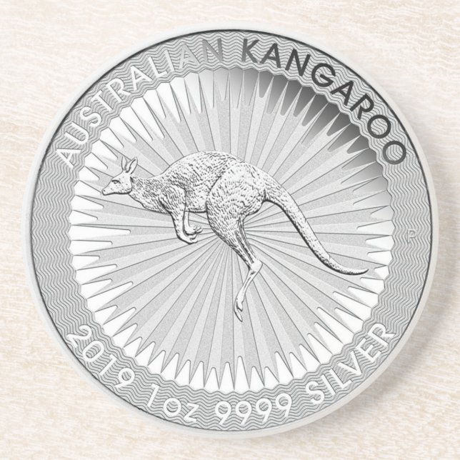 DESSOUS DE VERRE EN GRÈS PIÈCE DE MONNAIE DE KANGOUROU   D'AUSTRALAIN (Devant)