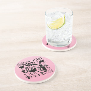 Dessous De Verre En Grès Pierre Artistique à Gradient Total de Fantôme Rose