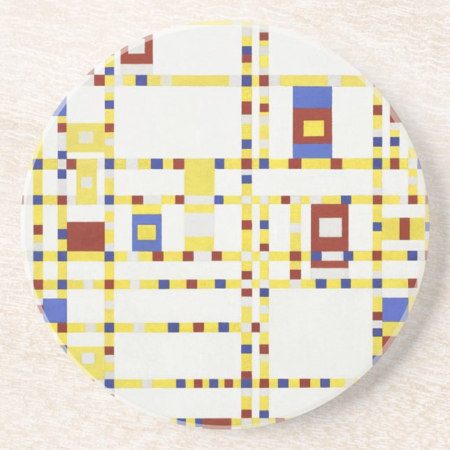 Dessous De Verre En Grès Piet Mondrian Broadway Boogie Woogie Art Abstrait (Devant)