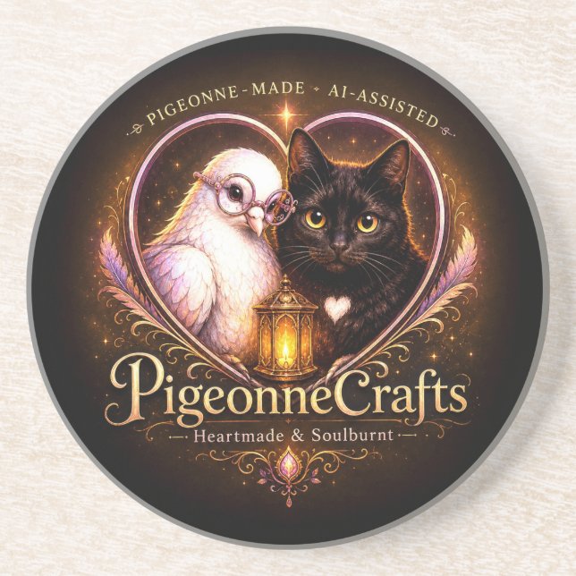 Dessous De Verre En Grès PigeonneCrafts Faite avec le cœur  (Devant)