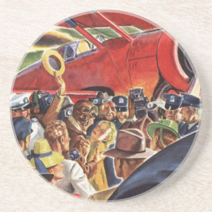Dessous De Verre En Grès Pilote d'avion à hélice unique vintage avec papara