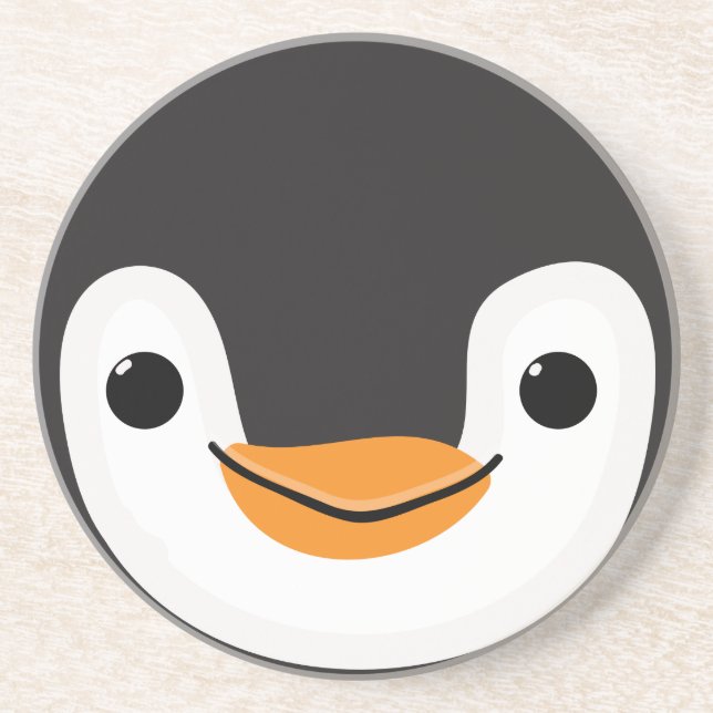 Dessous De Verre En Grès Pingouin mignon avec Écharpe et signe (Devant)