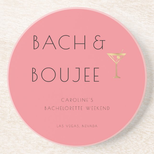 Dessous De Verre En Grès Pink Bach et Boujee Bachelorette (Devant)
