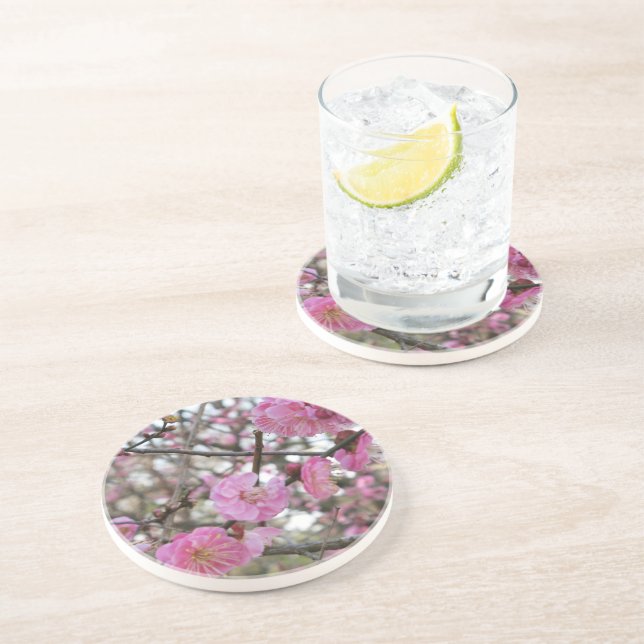 Dessous De Verre En Grès Pink Cherry Blossom / Sakura / サクラ（桜) (Côté)