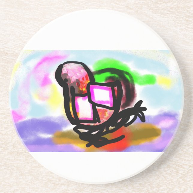 Dessous De Verre En Grès Pink flamingo joy love  (Devant)