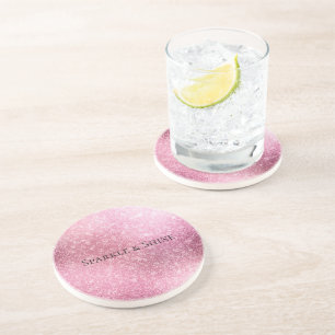 Dessous De Verre En Grès Pink Glitzy Sparkle personnalisé