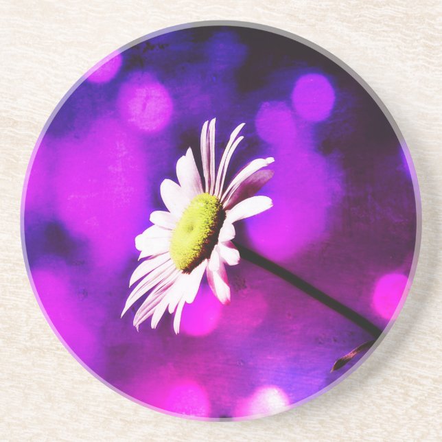 Dessous De Verre En Grès Pink N Amethyst Daisy (Devant)