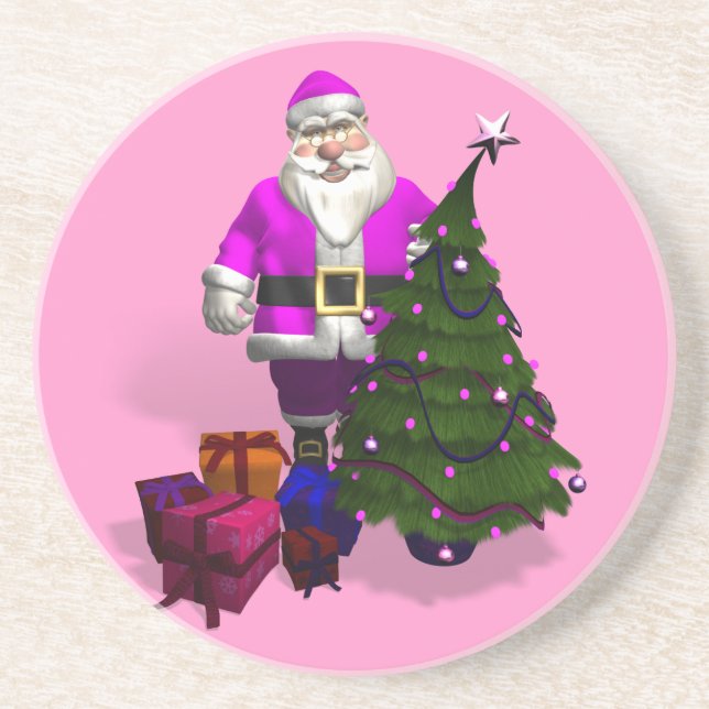 Dessous De Verre En Grès Pink Santa Claus (Devant)