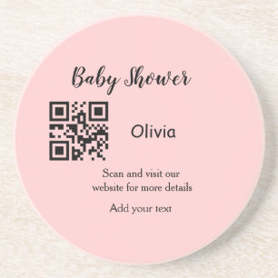 Dessous De Verre En Grès Pink simple baby shower q r code add name text thr
