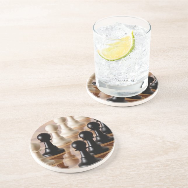 Dessous De Verre En Grès Pions sur l'échiquier (Côté)