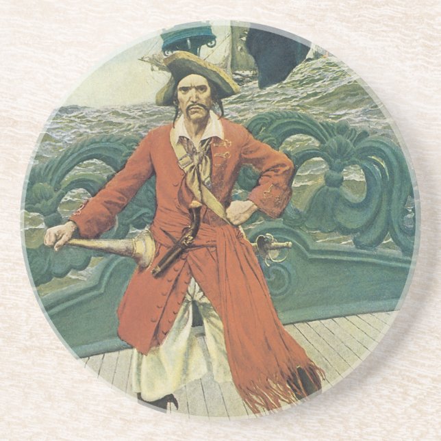 Dessous De Verre En Grès Pirates d'antan, Capitaine Keitt par Howard Pyle (Devant)