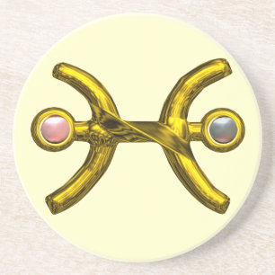 Dessous De Verre En Grès PISCES OR ZODIAC ANNIVERSAIRE JEWEL Pearl Ivory