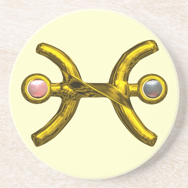 Dessous De Verre En Grès PISCES OR ZODIAC ANNIVERSAIRE JEWEL Pearl Ivory (Devant)