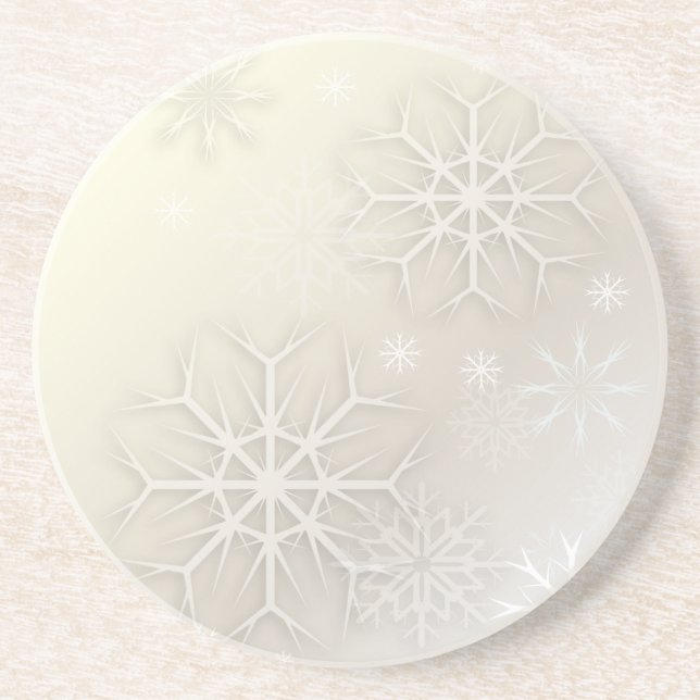 Dessous De Verre En Grès PixDezines Snowflake, Arrière - plan personnalisé (Devant)