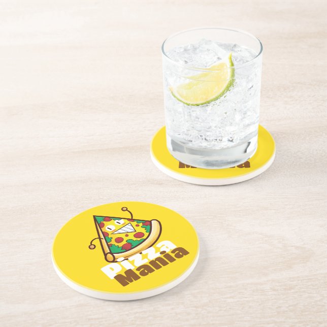 Dessous De Verre En Grès Pizza Mania sur mesure (Côté)
