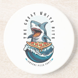 Dessous De Verre En Grès Pizza pour manger des requins Le Grand Bite Blan