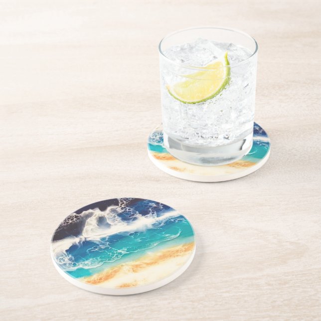 Dessous De Verre En Grès Plage (Côté)