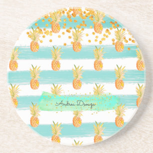 Dessous De Verre En Grès Plage Tropicale Turquoise Jaune
