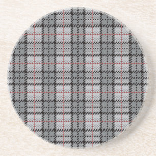Dessous De Verre En Grès Plaid de pixel dans le gris avec la rayure rouge
