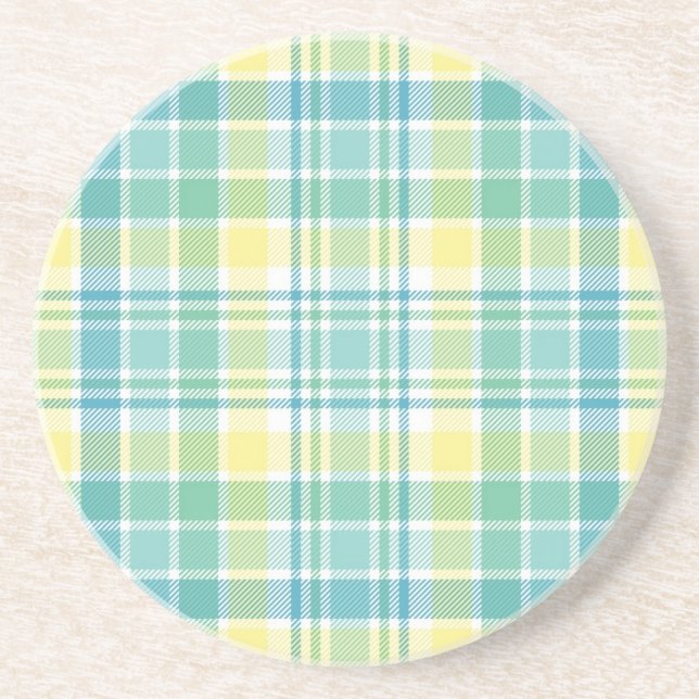 Dessous De Verre En Grès Plaid en pastel (Devant)
