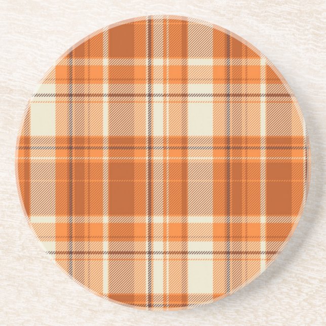 Dessous De Verre En Grès Plaid orange (Devant)