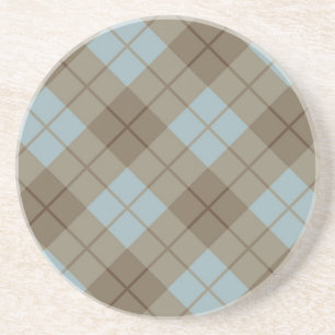 Dessous De Verre En Grès Plaid polarisé dans le bleu et le brun