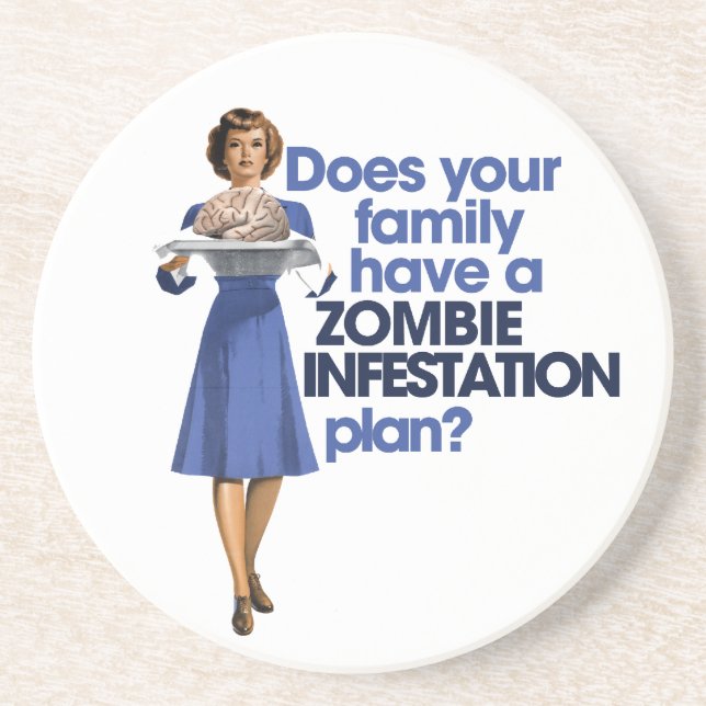 Dessous De Verre En Grès Plan d'infestation zombie (Devant)