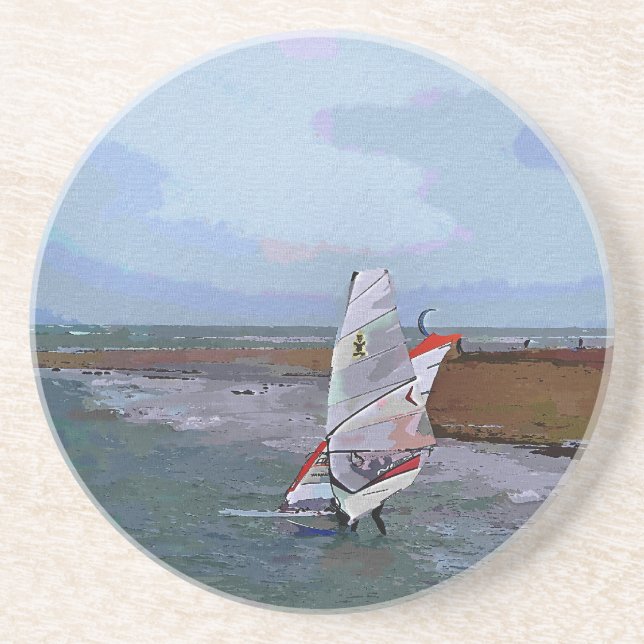 DESSOUS DE VERRE EN GRÈS PLANCHE À VOILE (Devant)