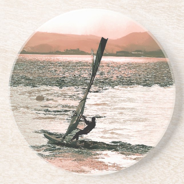 DESSOUS DE VERRE EN GRÈS PLANCHE À VOILE (Devant)