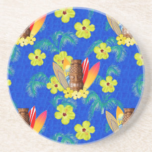 Dessous De Verre En Grès Planches de surf et masque de Tiki