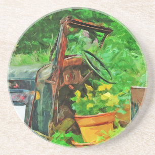 Dessous De Verre En Grès Planteur automobile antique Impressionnisme Abstra