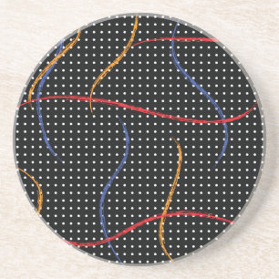 Dessous De Verre En Grès Plaque et points de peinture rétro