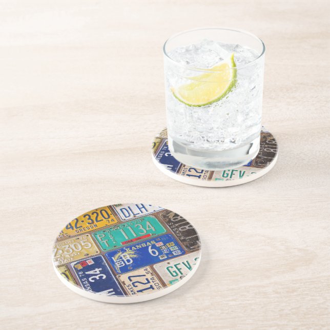 Dessous De Verre En Grès Plaques de licence Retro Rusty (Côté)